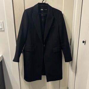 Zara Classic Black Wool Blend Coat